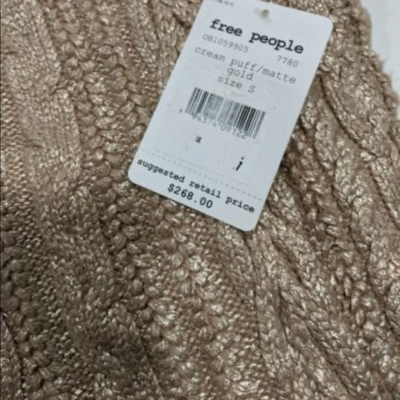 Small FREE PEOPLE Gold Sweater Good As Gold Dress - Picture 5 of 5